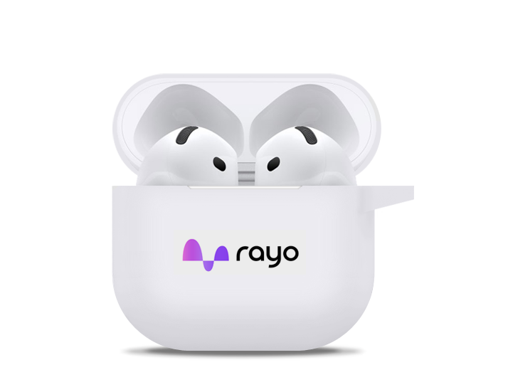 White AirPod 4 Silicone Case with Printed Logo