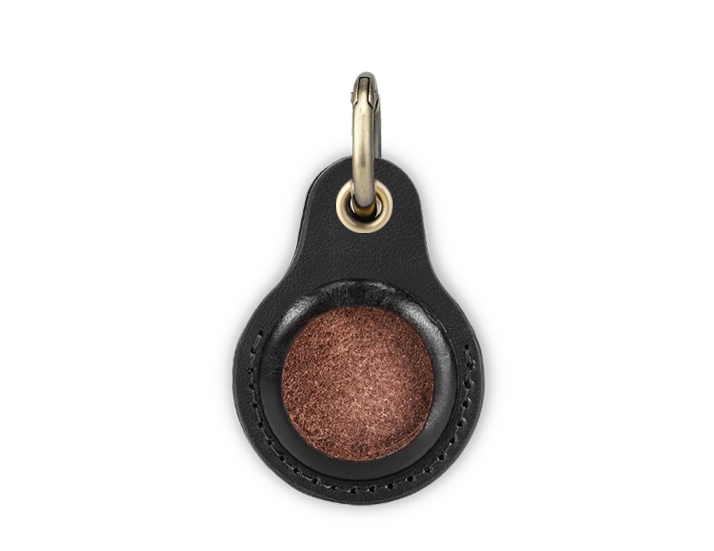 Black Genuine Leather Airtag Keyring