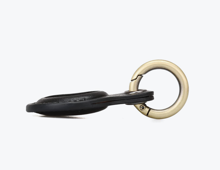 Black Real Leather Airtag Keyring Profile