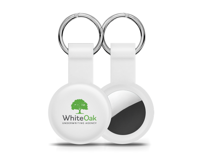Branded White Silicone Airtag Cover