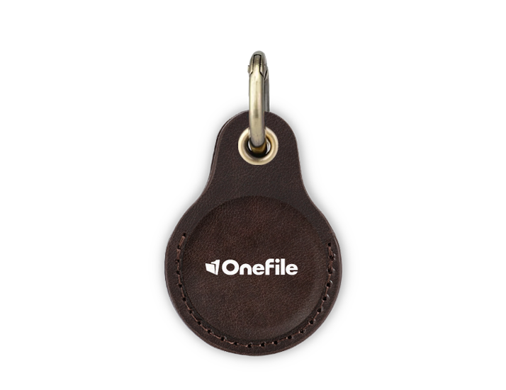 Dark Brown Leather Airtag cover with Logo