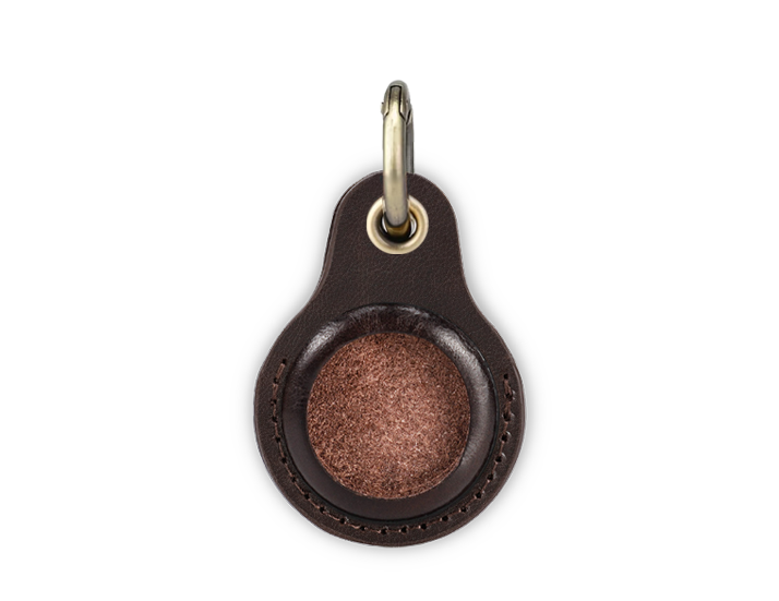 Dark Brown Leather Airtag Keyring