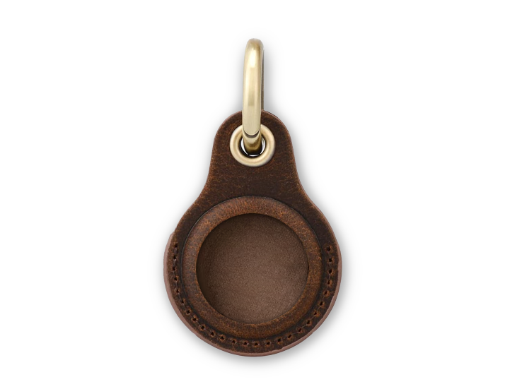 Genuine Brown Leather Airtag Keyring