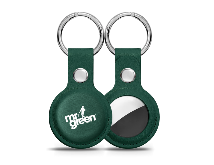 Green Faux Leather Airtag Keyring