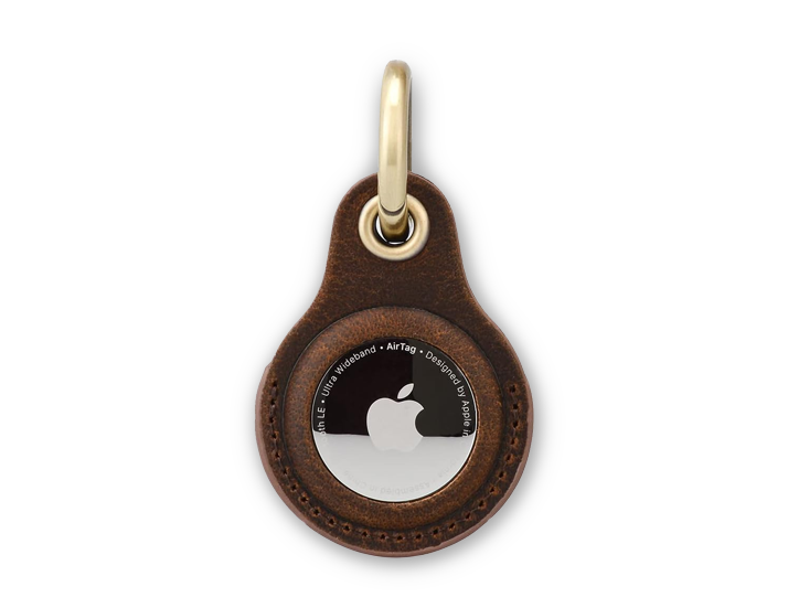 Light Brown Leather Airtag Keyring