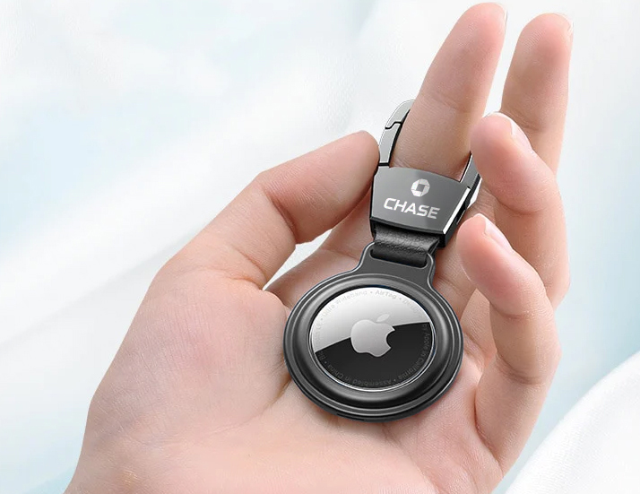 Black Magnetic AirTag Keyring in Hand