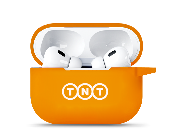 Orange AirPod Pro Silicone Case with logo