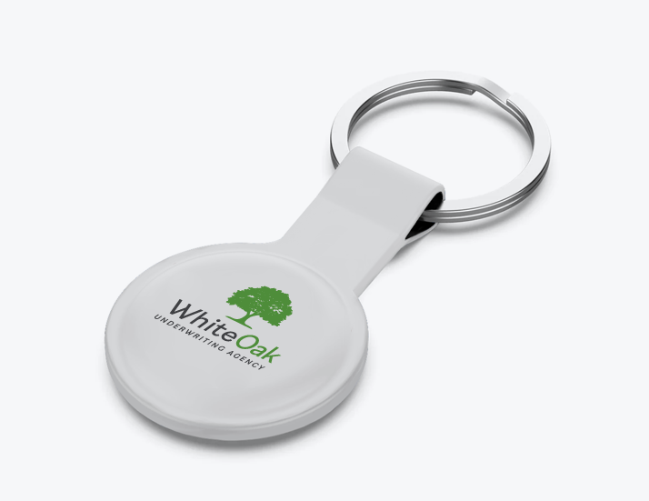 Promotional White Silicone AirTag Keyring with Logo