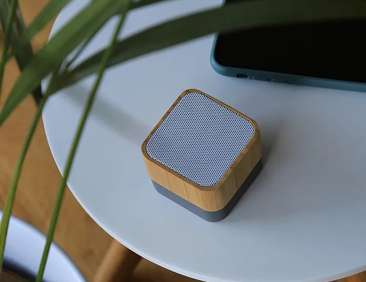 Bamboo Bluetooth Speaker on Desk