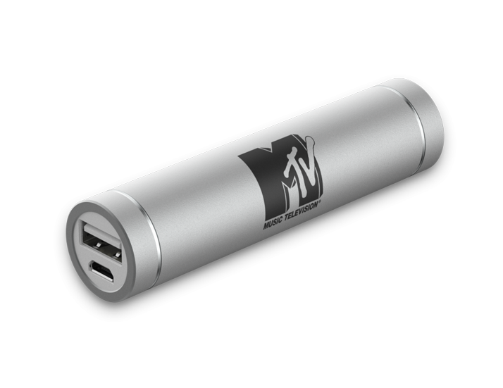 Silver Piston power Bank with Logo