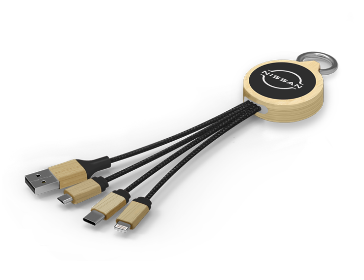 Aurora Bamboo Charging Cable with Glowing Logo