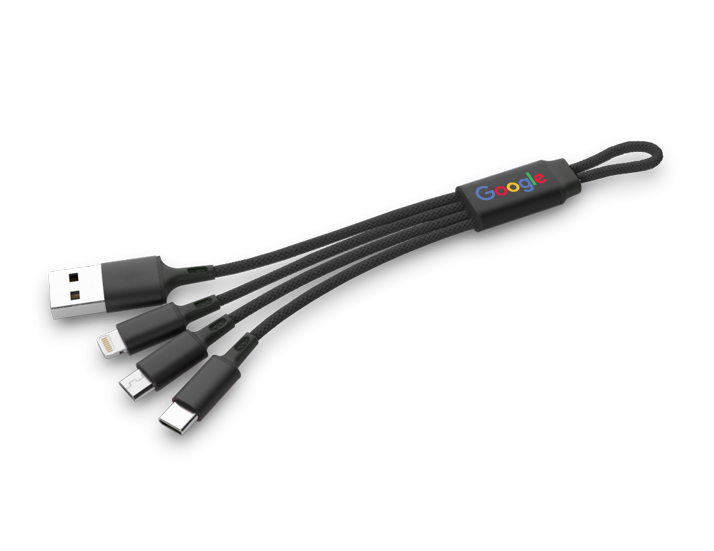 Black Braided 3-in-1 USB Charging Cable