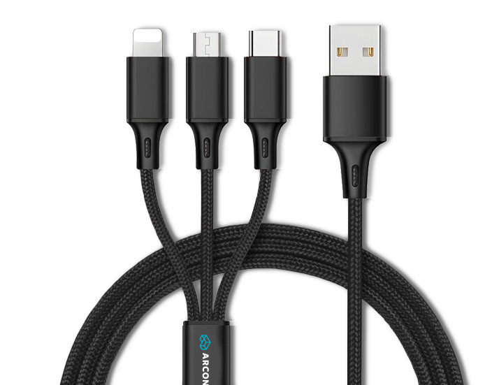 Black 1.2m Rope Charging Cables with Logo