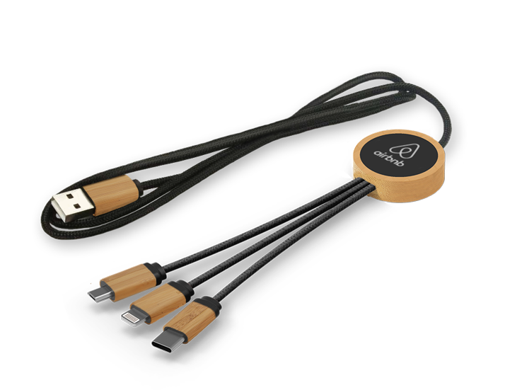 Branded LED Bamboo Charging Cable
