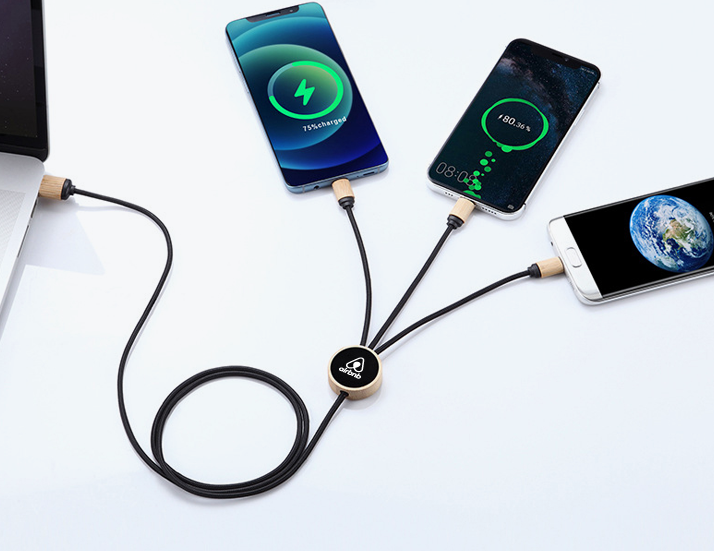 Bamboo LED 3-in-1 Phone Cable