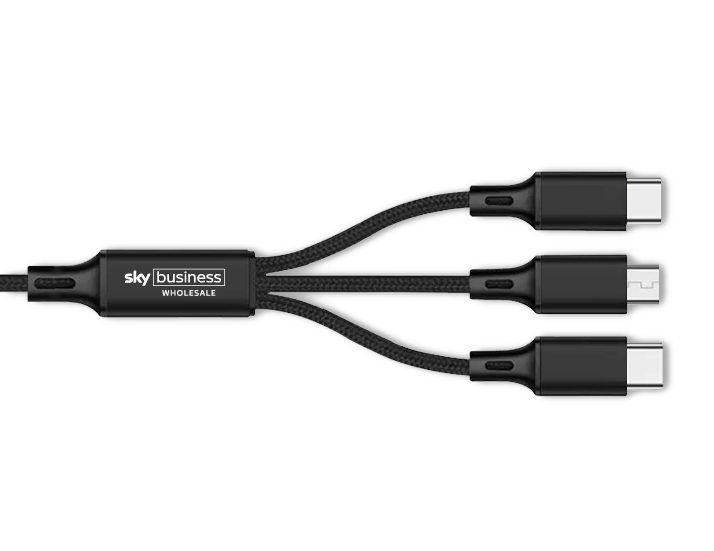 Black Engraved Rope 3-in-1 USB Cable