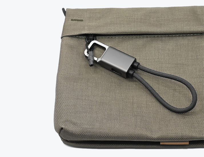 Saturn USB-C Charging Data Cable attached to Bag