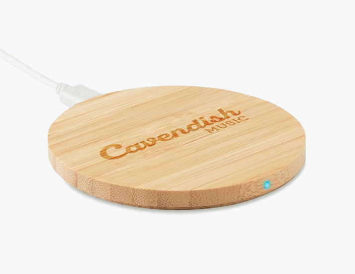 Round Wooden Wireless Charger Perspective