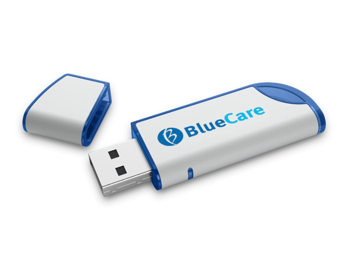 Blue Bullet USB Drive Open