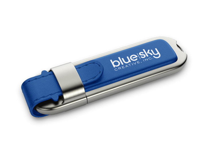 Blue Original Leather USB Drive