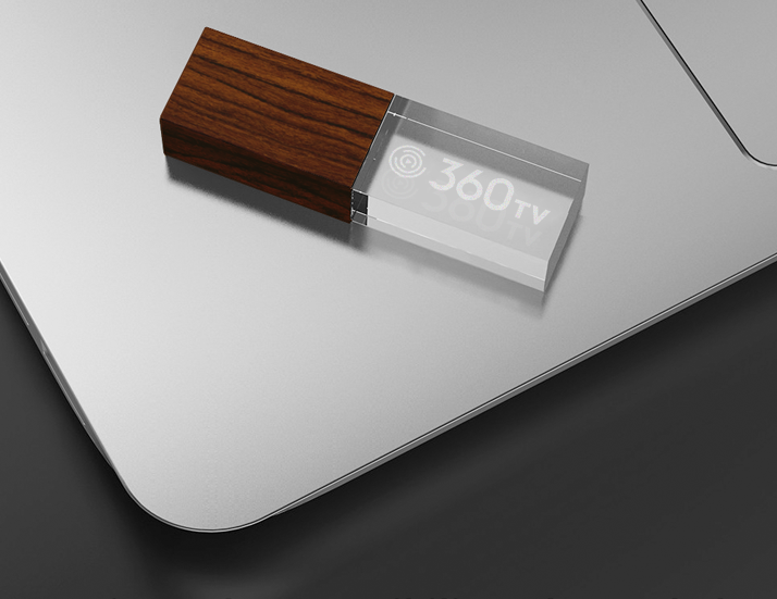 Walnut Crystal USB Drive 3D