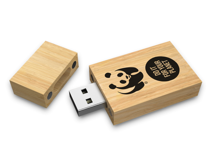 Bamboo Wooden USB Drive Open