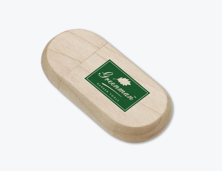 Oval Wooden USB Stick with Printed Logo