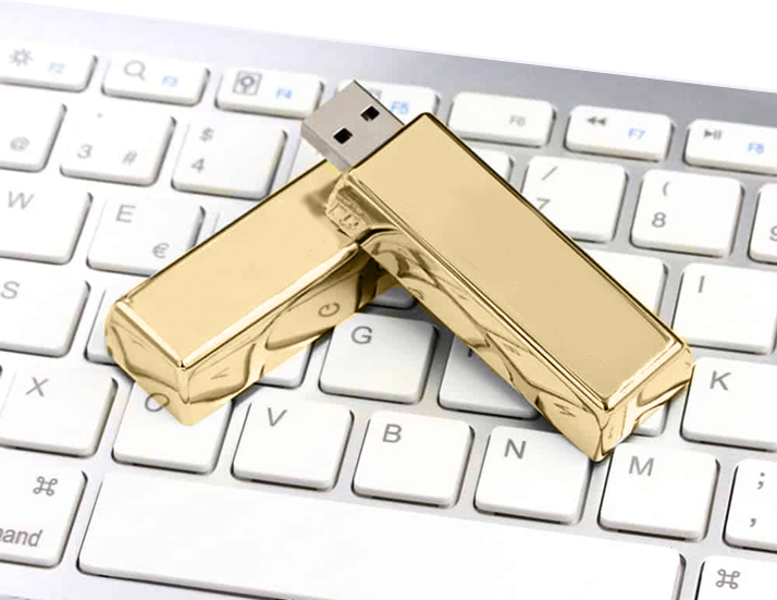 Gold Bar USB Drive on Computer