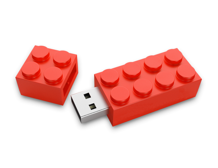 Red Lego USB Drive Open