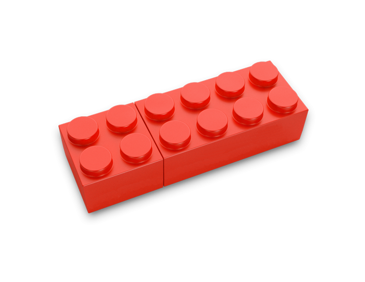 Red Lego USB Drive Perspective